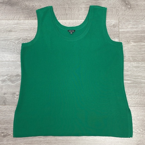 Misook Knit Double Scoop Neck Sleeveless Tank Green L - Picture 3 of 10